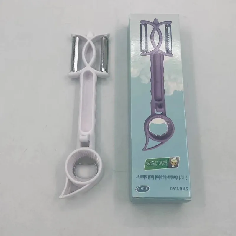 7 in 1 Peeler Beer Can Opener Kitchen Gadgets for Peeling Prining Twisting Shredding Multi Function Can Jar Opener