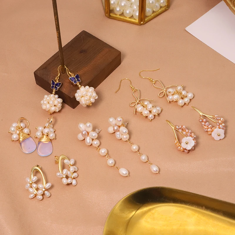Висячие серьги с натуральным жемчугом для женщин, свадебные и Помолвочные висячие серьги, новинка 2022, модные ювелирные изделия, оптовая продажа