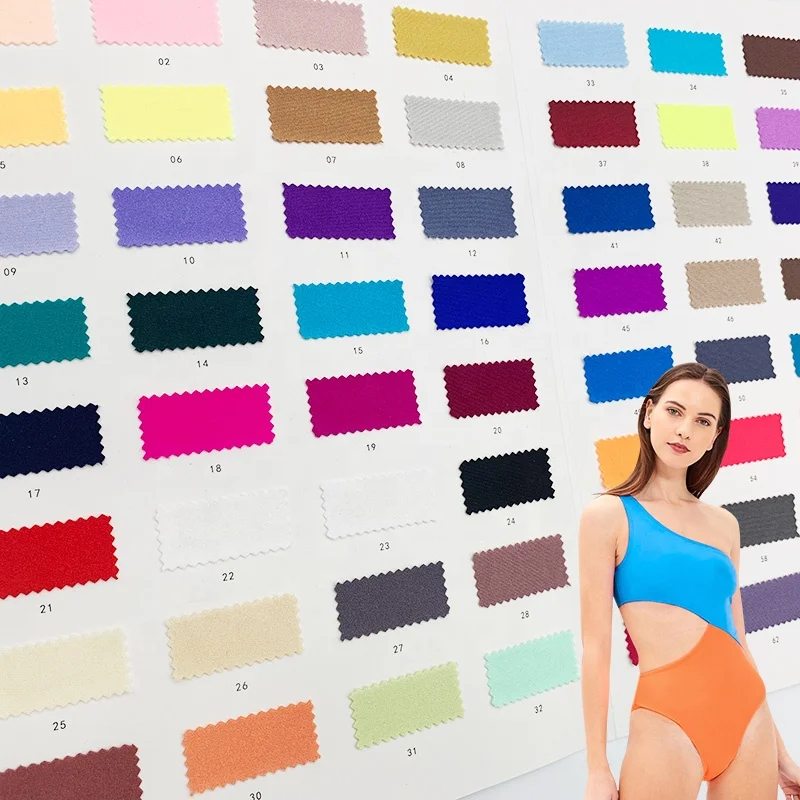 High quality solid color 4 way stretch jersey shiny polyamide spandex fabric for beachwear lingerie swimwear fabric