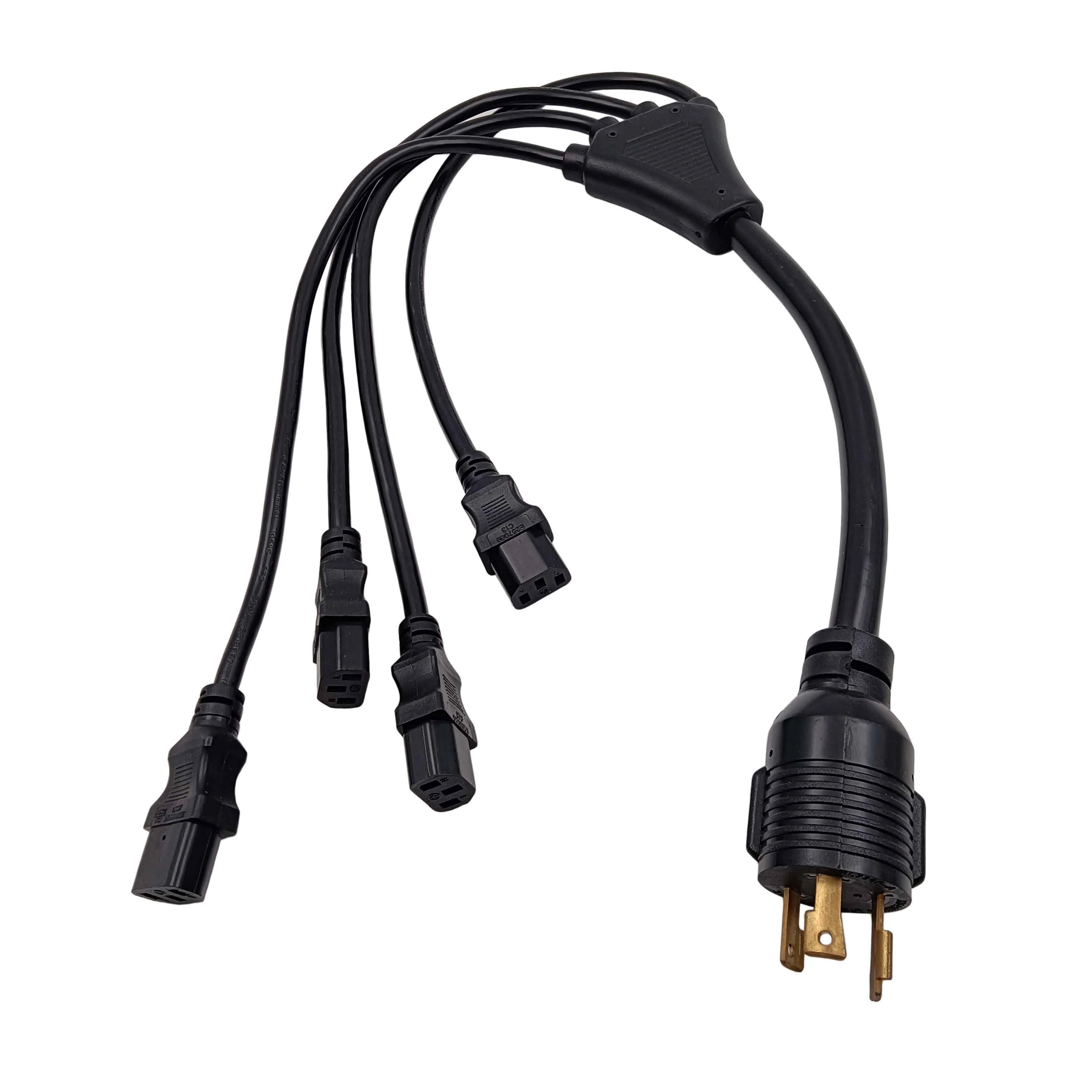 NEMA L7-30P 10AWG Y Splitter IEC 4xC13 16AWG Power Distribution Cord
