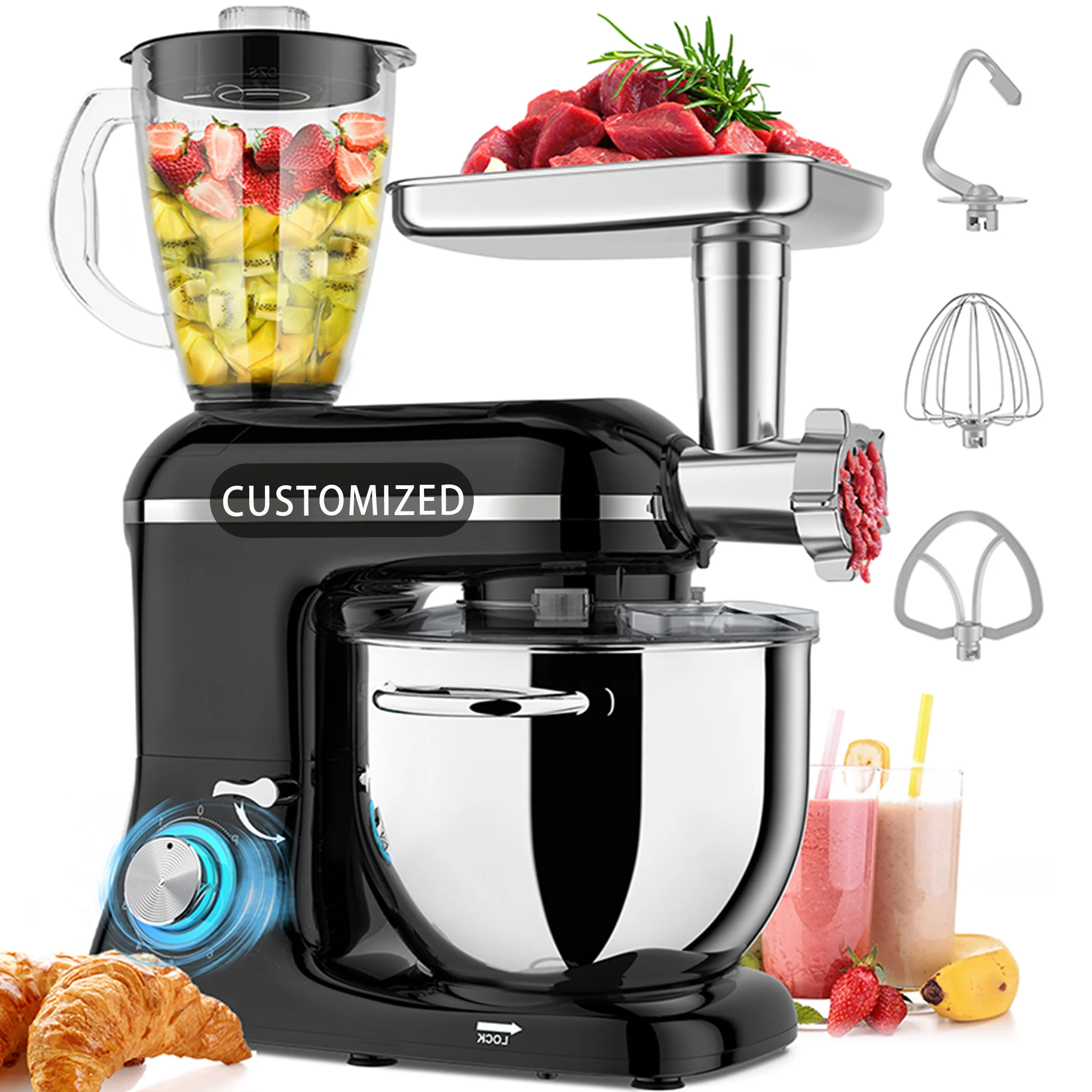 Factory wholesale kitchen appliances home 3in1 multifunctional stand mixer with blender and meat grinder parts food mixers