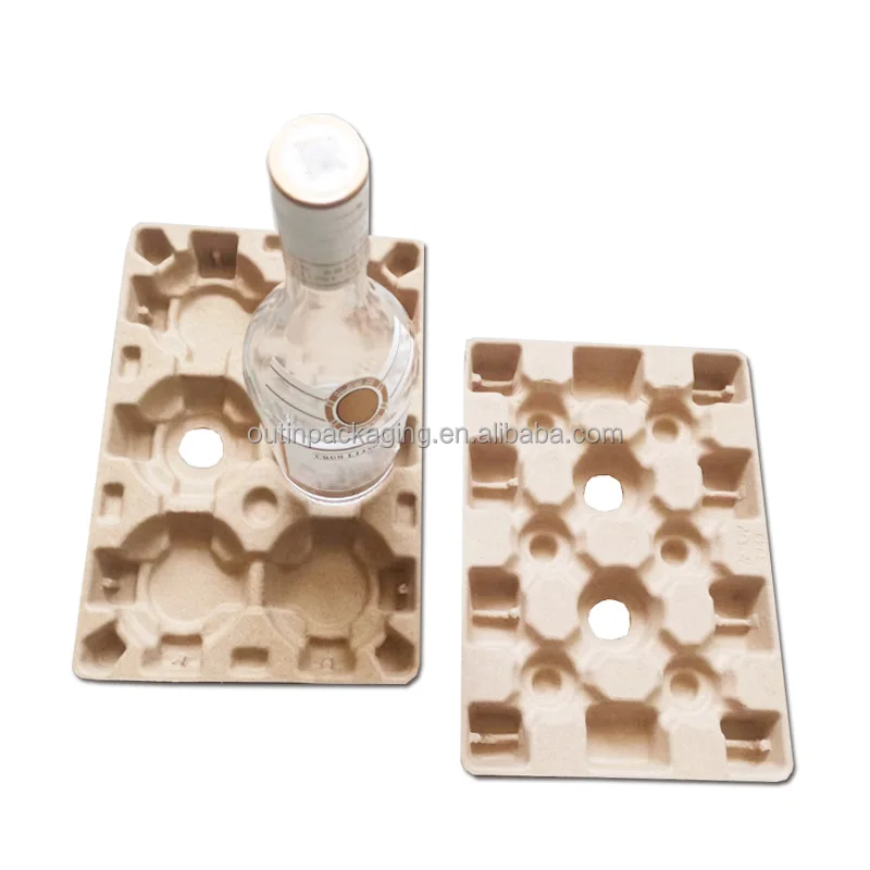 Packaging Mailer Box Shipping Tray Eco Friendly Molding Box Tray Biodegradable Recycle Molded Pulp Paper for Bottle Glass Wine
