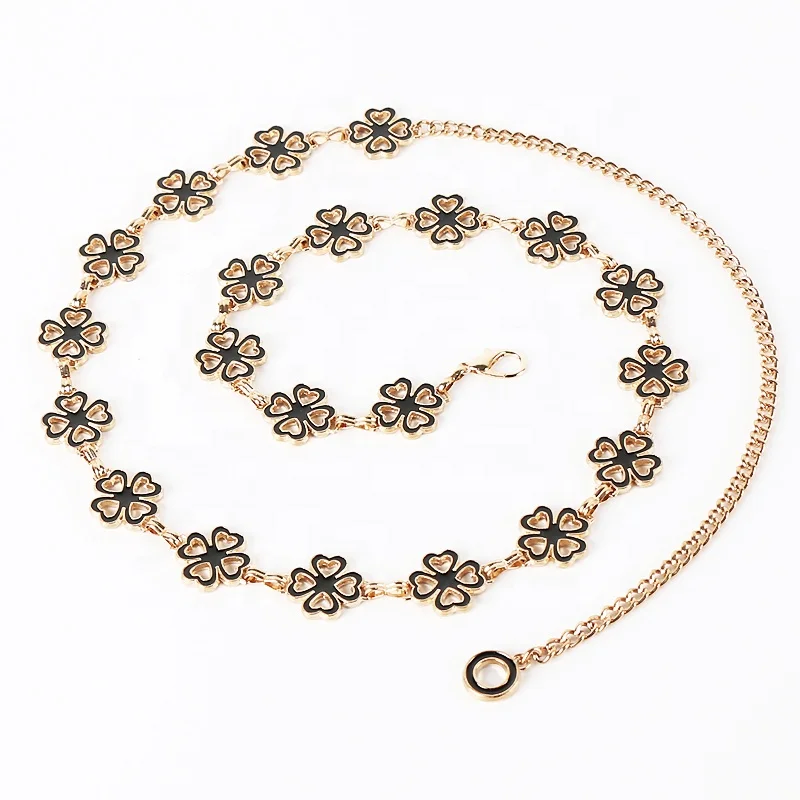 New fashion four-leaf clover two-color metal belt ladies accessories waist chain