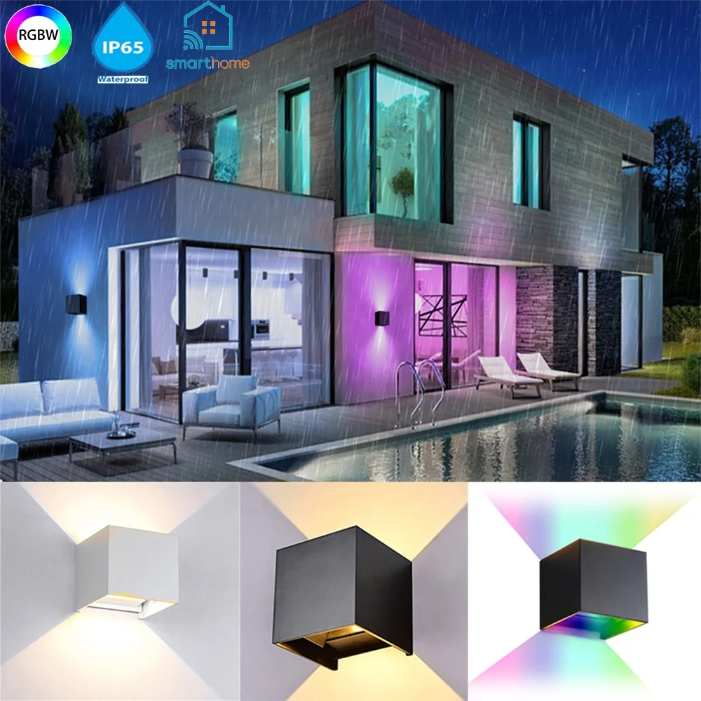 DC 24V 12W RGBW Up And Down Corridor Outdoor Modern Waterproof Ip65 Wall Luminaire Light Home Decor Mounted Garden Led Wall Lamp
