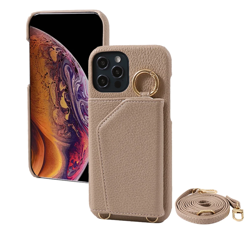 Crossbody Wallet Purse Mirror Multi-function Shoulder Straps Hand Holder Mobile Phone Bags & Cases For Iphone 13 14 Pro