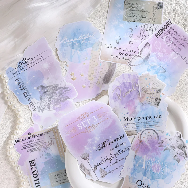 PVC Stickers Colorful Fantasy Artistic Junk Journal Decoration Custom Stickers Pack for Diary Mr. Paper 8 Pcs / Set