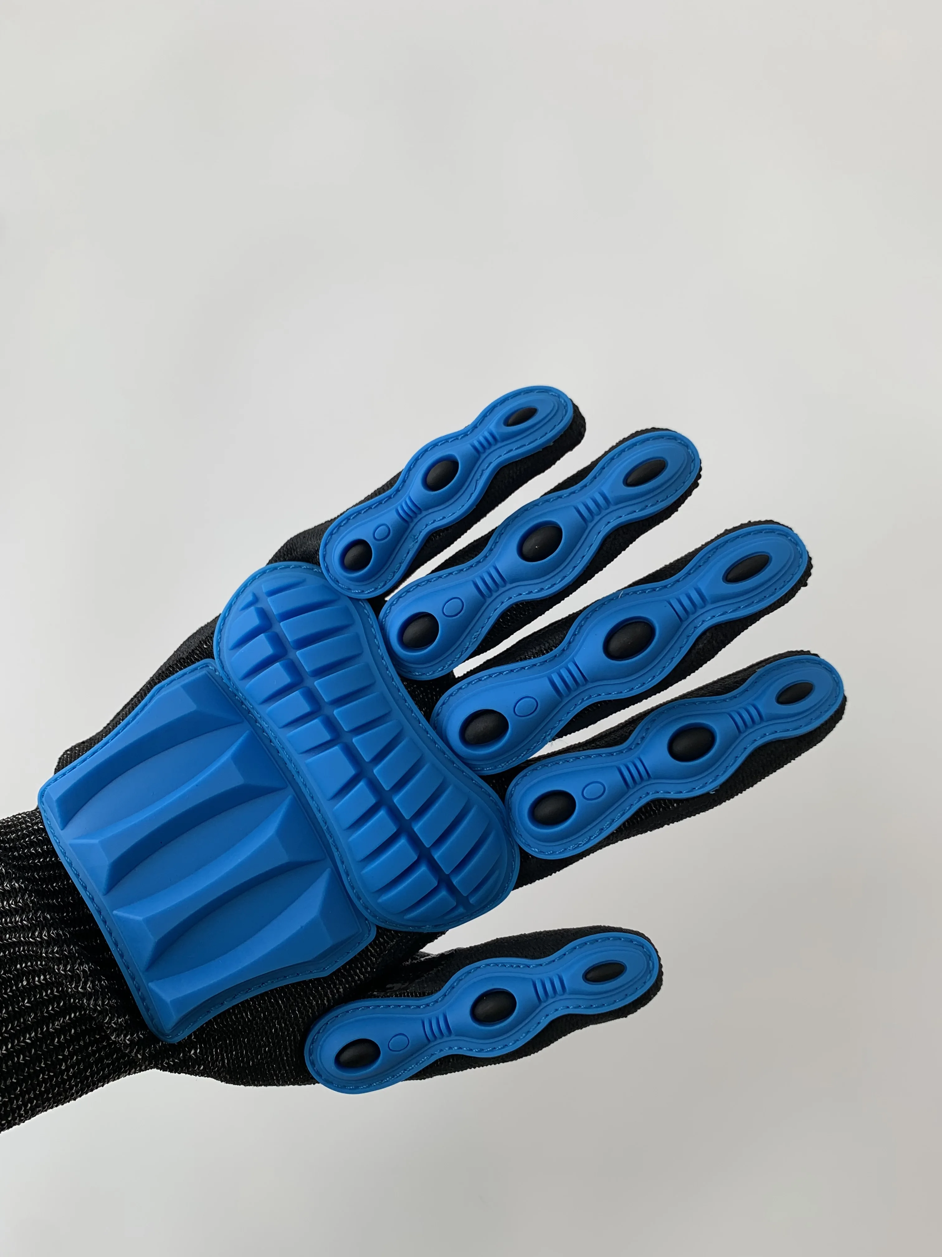 outdoor labor protection Gloves shockproof damping Wear-resistant TPR riding mechanical Gloves blue real photo
