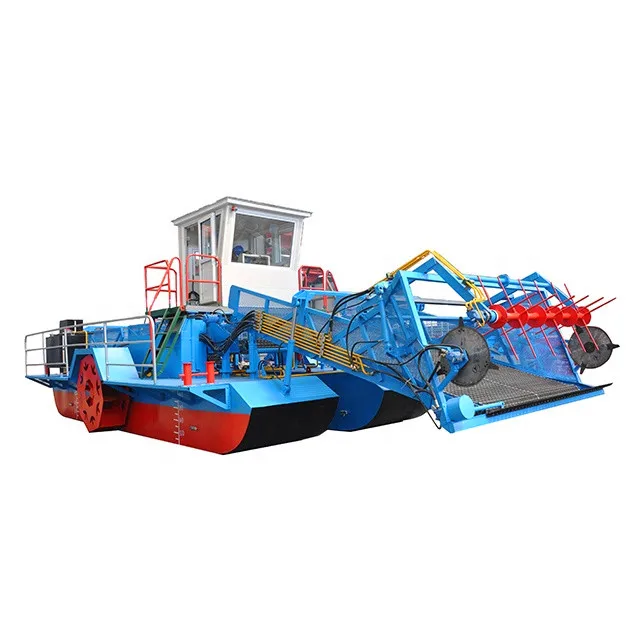 Automatic Aquatic Weed Cutting Machine River Cleaning Boat  Weed Harvester Ship/ Weed Cutting Ship Trash Skimmer factory