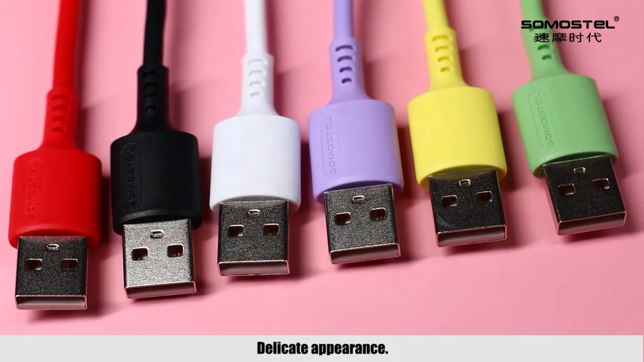 SOMOSTEL Cable USB SMS-BP06 Premium TPE material 1.2m 3.1A fast charging data cable Macaron color Private mold for ios
