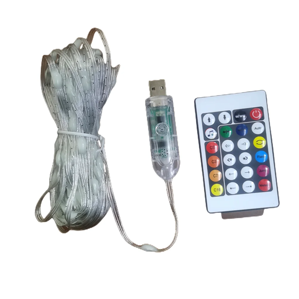 5V USB WS2812b RGB Smart LED Solar Twinkle Star Fairy String Lights Christmas Garden Decoration Outdoor Waterproof Fairy Light