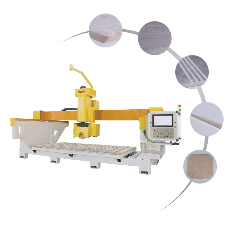 Kitchen countertop stone processing 5 axis bridge CNC machining center for 3D cutting and carving stone