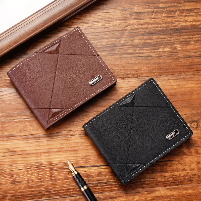 Hot Sale Business Bifold PU Leather Wallet Credit Card Holders Short Purse For Men Minimalist British Style Man Wallet