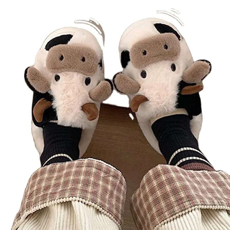 Guaranteed Quality Indoor Home House Cartoon Animal Slippers Cow Warm Home Slipper