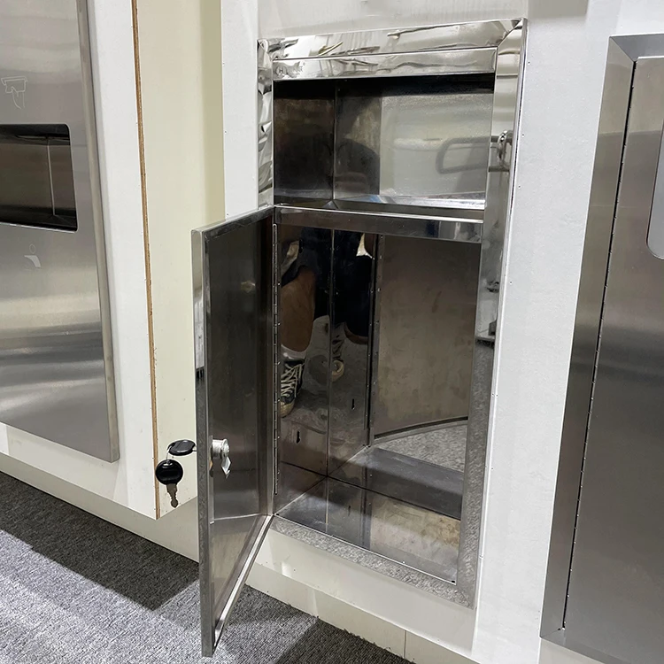 Stainless steel SUS304 toilet recessed wall mounted waste paper bin dustbin receptacle for home hotel