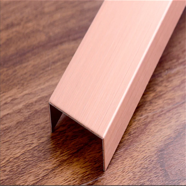 Champagne gold stainless steel U-groove gold edge holder Champagne gold line brushed Champagne edge holder