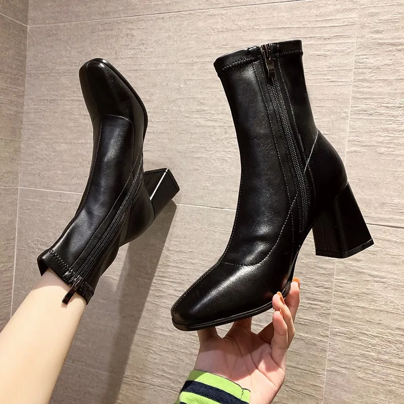 
Popular Design Microfiber Surface Women Chunky Heel Boots 