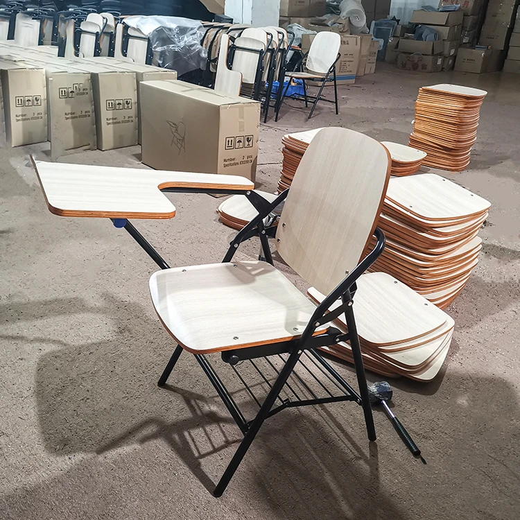 wood laminate School Study Training Meeting Conference Chair with Writing Pad Tablet
