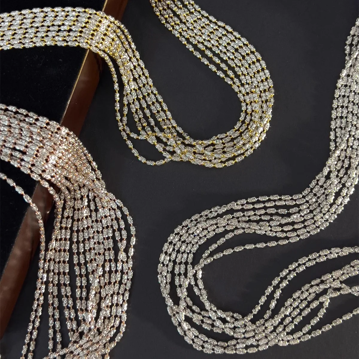 fine jewelry 925 sterling silver olive bead chain necklace luxury sparkling adjustable Y shape versatile chain necklace