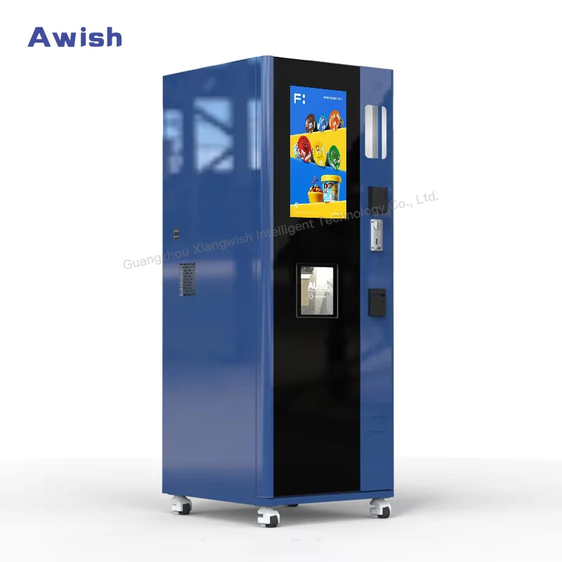 Freshly Ground Coffee Vending Machine with Five Bucket Drop Cups Newest Technology Commercial Bean to Cup Awish Supply