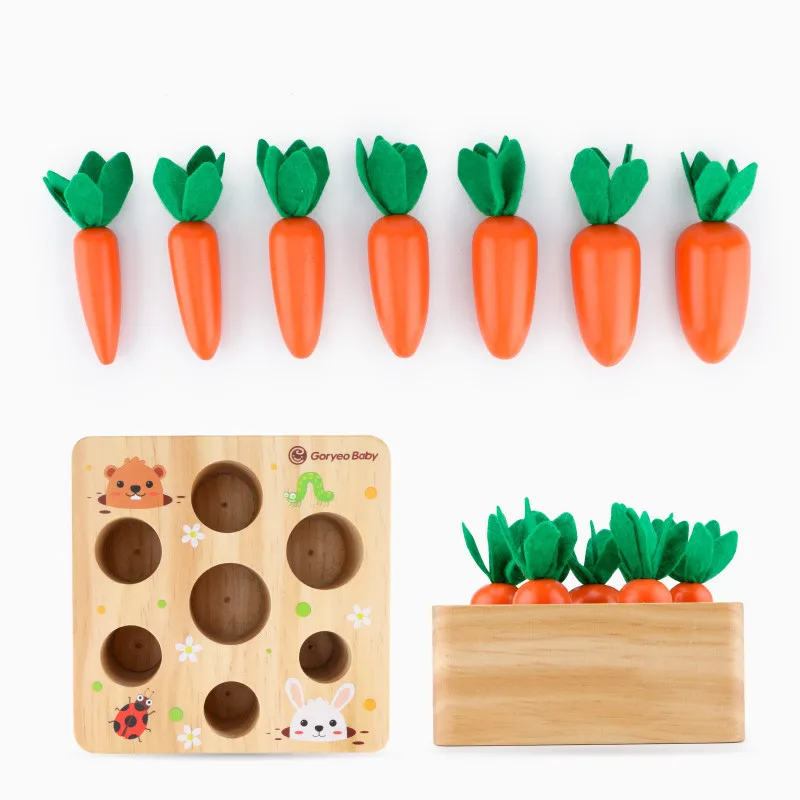High quality wooden colorful  Carrot pulling radish toy develop brain power recognition children early educational toy