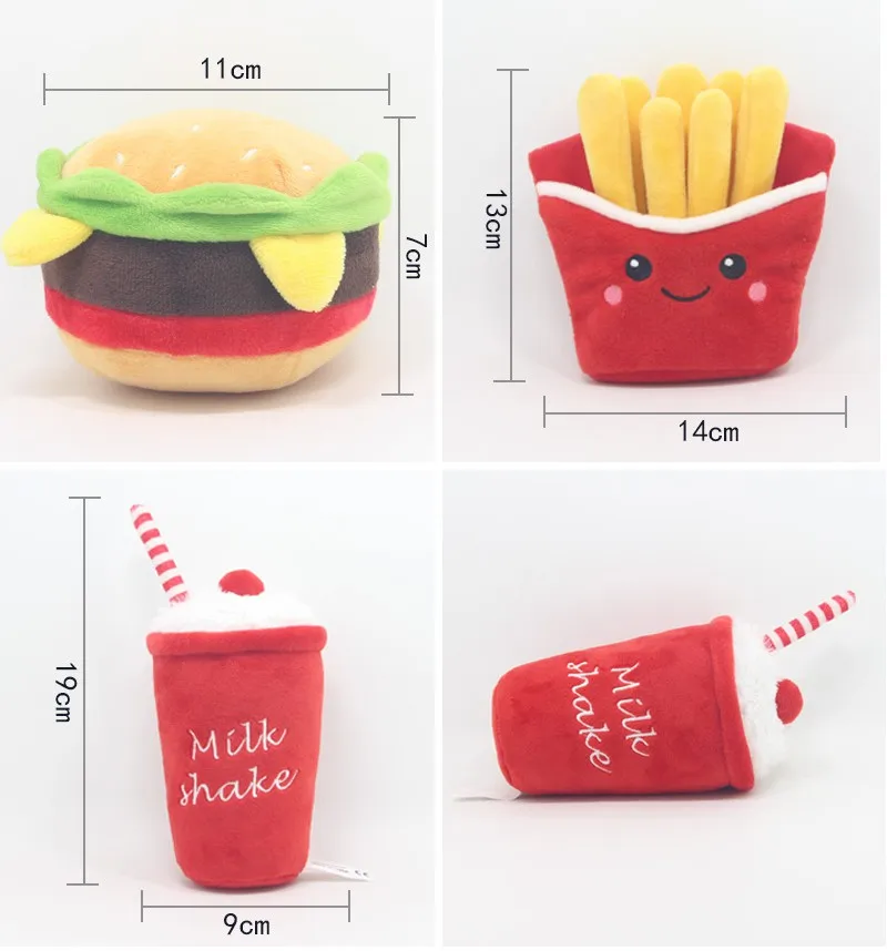 Pet Puppy Chew Fleece Sound Hamburger French Fries Coffee Pet Toys Cachorro Animals Toy