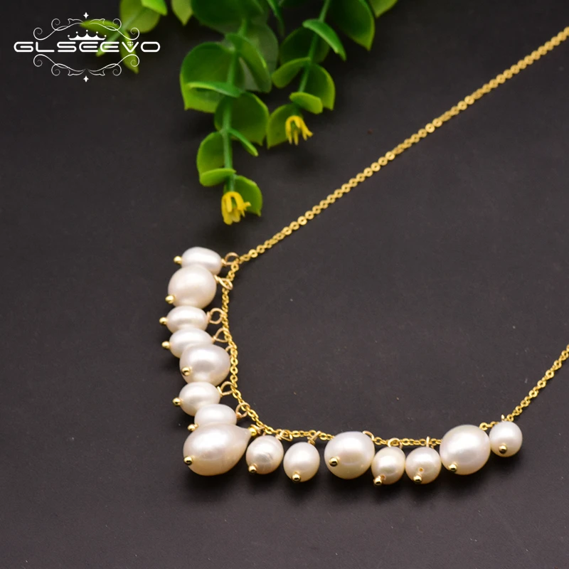 Natural Fresh Water Pearl Tassel Pendant Necklace For Women Wedding Party 925 Sterling Silver Jewelry