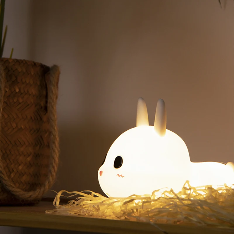 Factory Supply Unique Led Gift Items Electronic Gadgets Cute Animal Cartoon Rabbit Touch Night Light