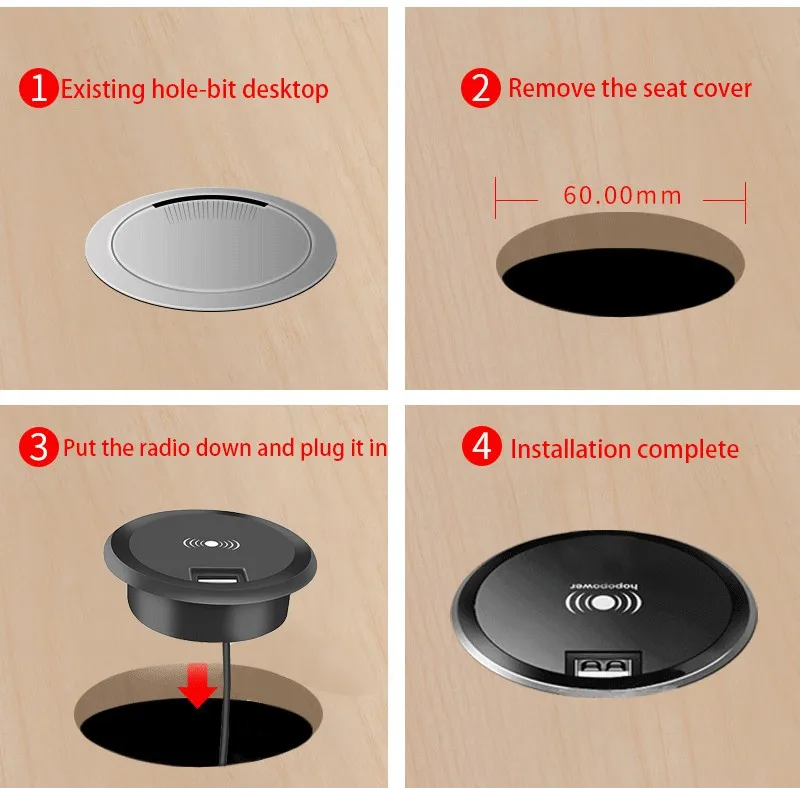 furniture electrical devices 10W wireless charger Usb Car Charger Adjustable Portable Universal Charger table surface mount usb