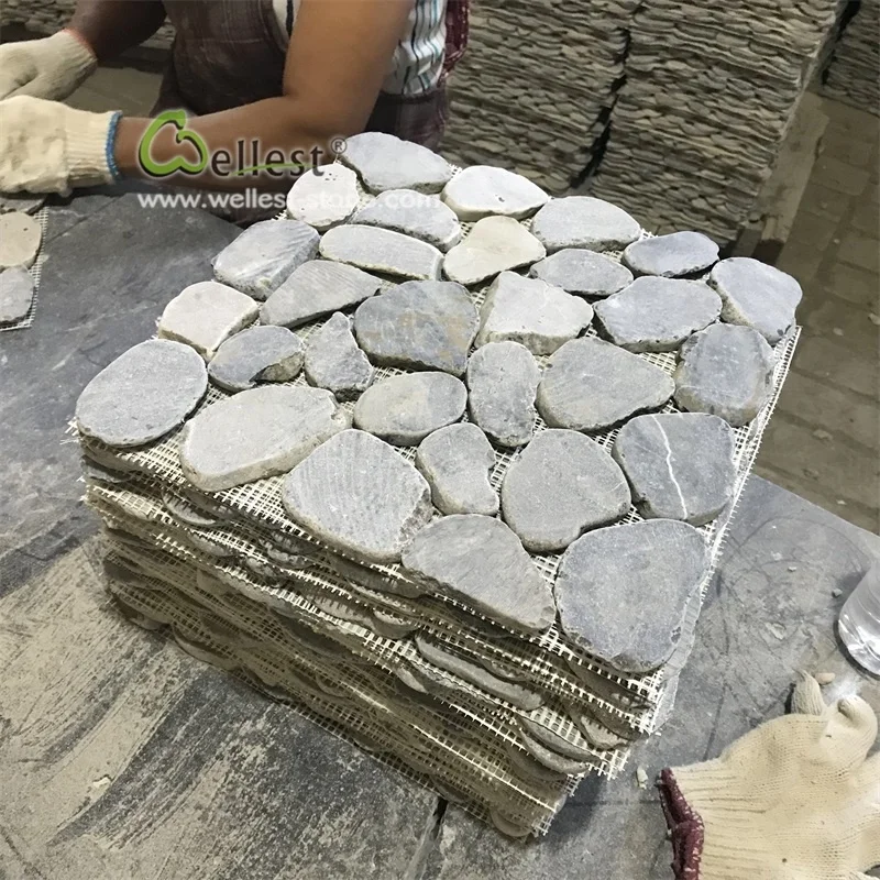 pebble stone mosaic floor mats modern style