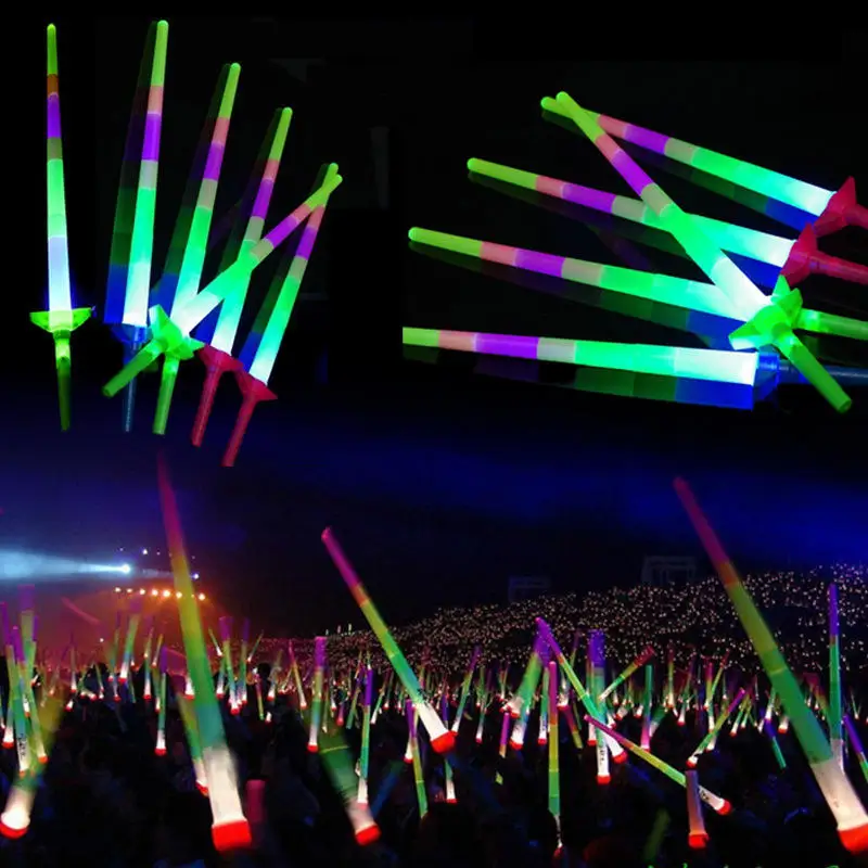 Hot selling four-section LED flash light sword retractable stick concert party children toys