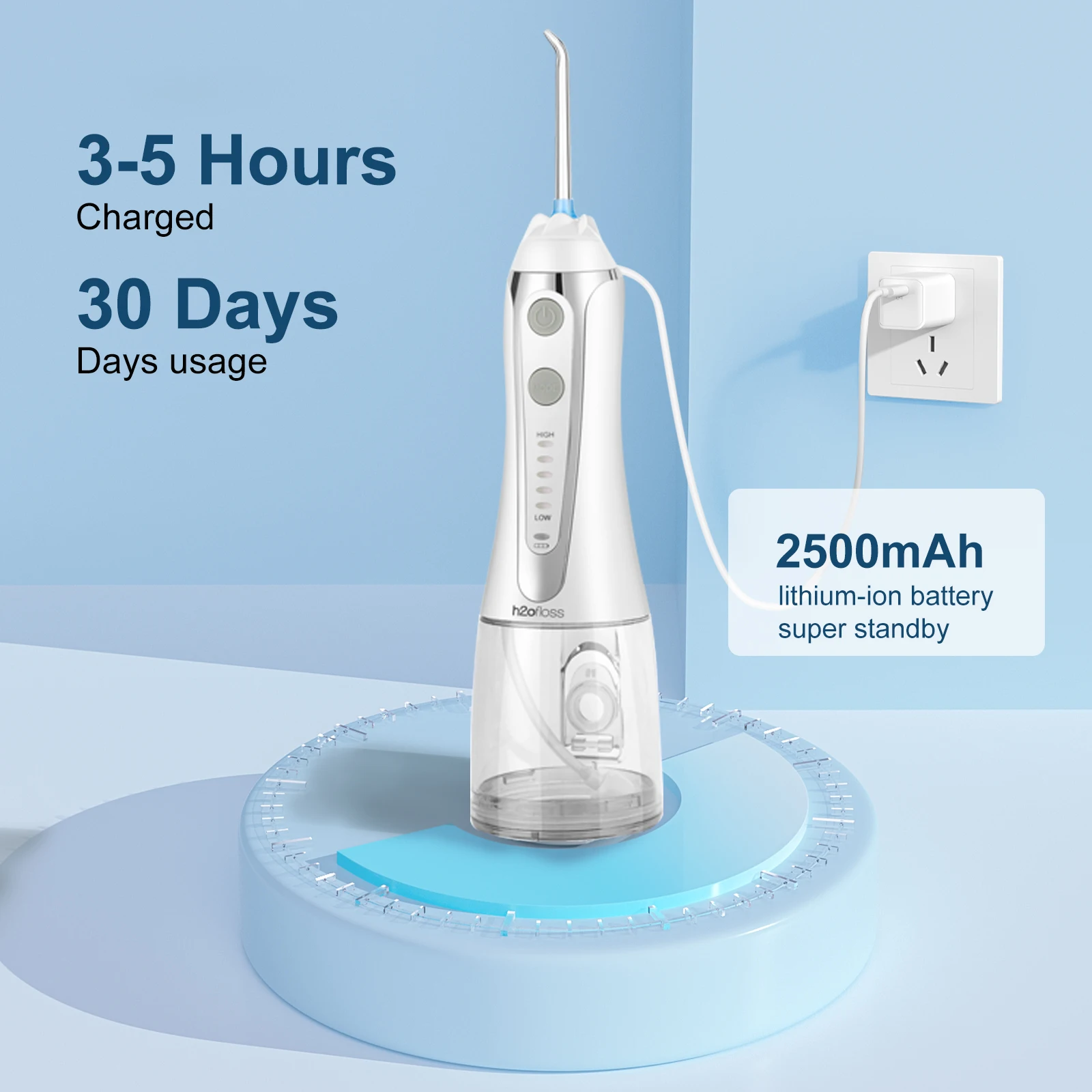 H2ofloss Hot Selling 2500mAh Wireless Water Flosser 300ml Water Tank Waterproof IPX7 Small Electric Oral Irrigator for Travel