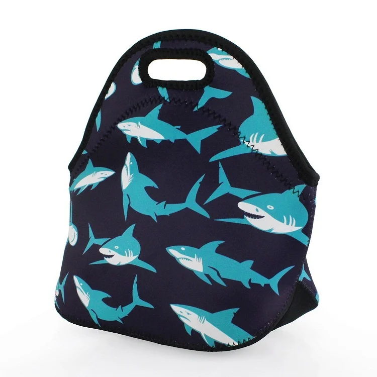 Custom Animal Printed Lunch Box Carry Case Handbags Neoprene Kids Lunch Bag Tote with Zipper