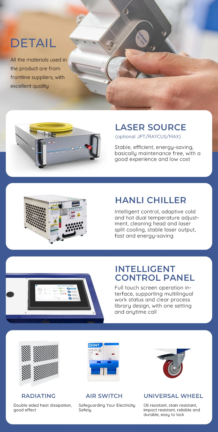 High precision Industrial Fiber Laser cleaning rust Paint Coating Corrosion removal Pulsed Laser cleaning equipment