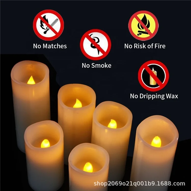 
Flameless Candles Battery Operated Real Wax Pillar Flickering LED Candle Of 9 