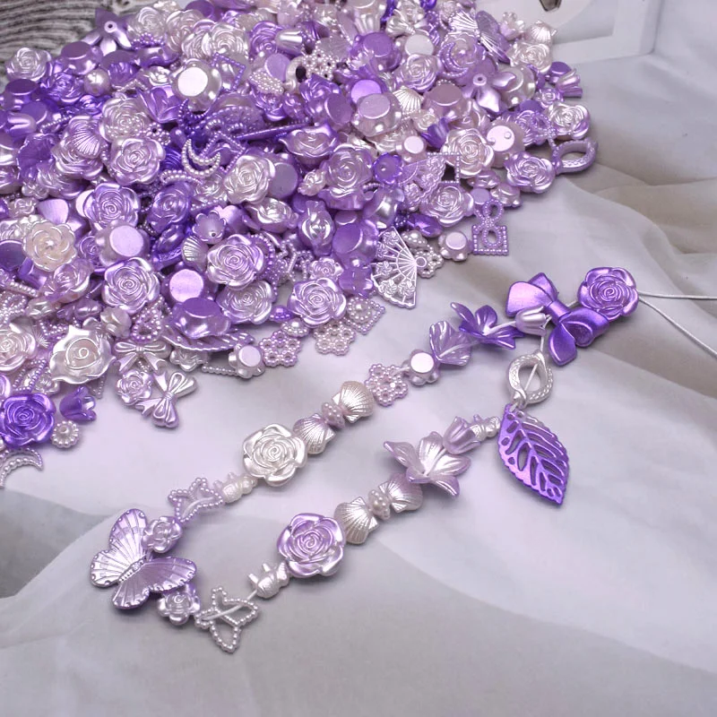 500g A Bag Random Styles Acrylic Beads For Jewelry Making DIY Bracelets Phone Chains Loose Space Beads Flower Star Butterfly