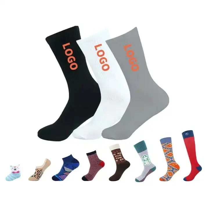 Fashion socks custom logo wholesale soccer basketball sports sock men cotton knitted socks