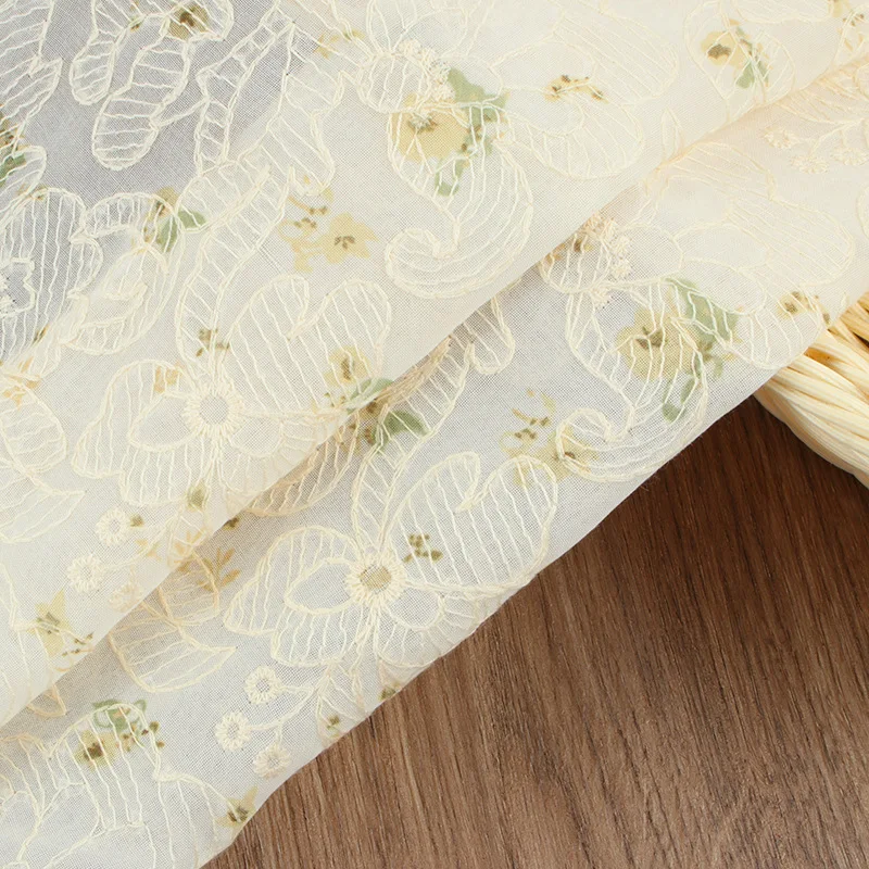 Wholesale High Quality Nature Fiber Cotton Embroidery Fabric Lace For Curtains