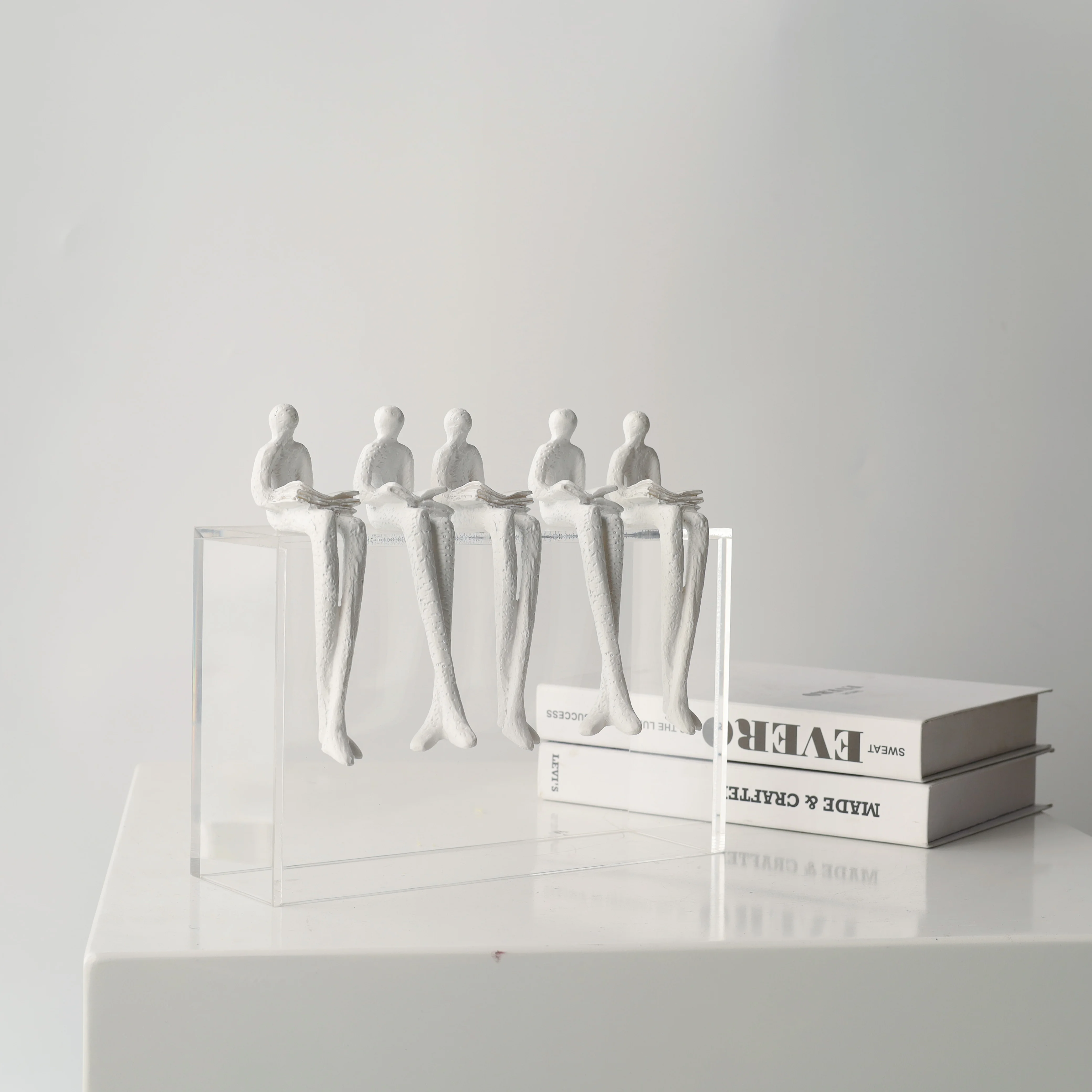 modern home decor acrylic resin craft ornament home decor dropshipping japandi home decor Reading Figure  Ornament Set Statue
