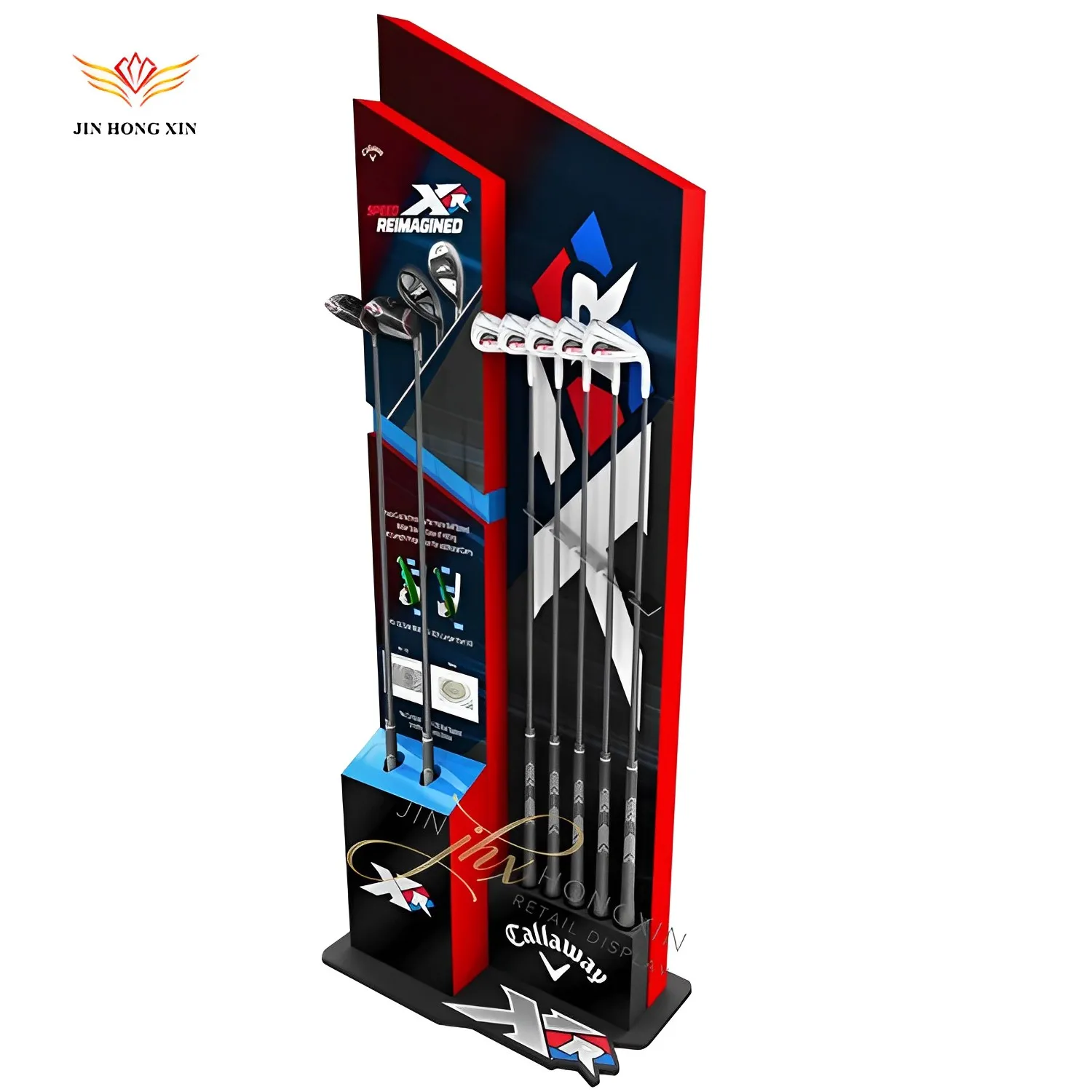 Customized Modern Pop Metal Display Rack Golf Glove Store Supermarket Shelves Floor Stand Steel Material Carton Advertising