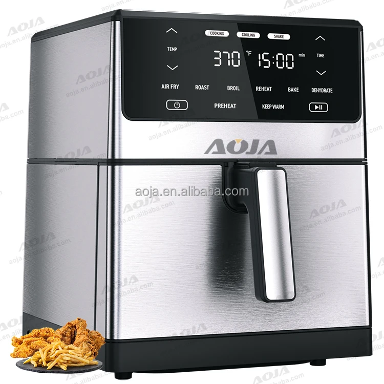 New Best Sell 8L 10L 12L Electric Digital Visible SS Air Fryer with Detachable Basket Up and Down Dual Heating Airfryers