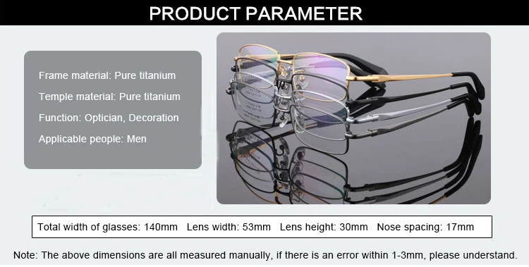 Pure Titanium Optical Glasses Frame Men Ultralight Square Myopia Prescription Eyeglasses Male Full Frame Eyewear