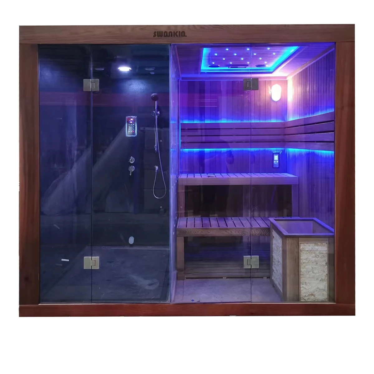 Indoor New Sauna Luxury Dry Steam Shower Room Wooden 1-2 Person LED Sauna Room