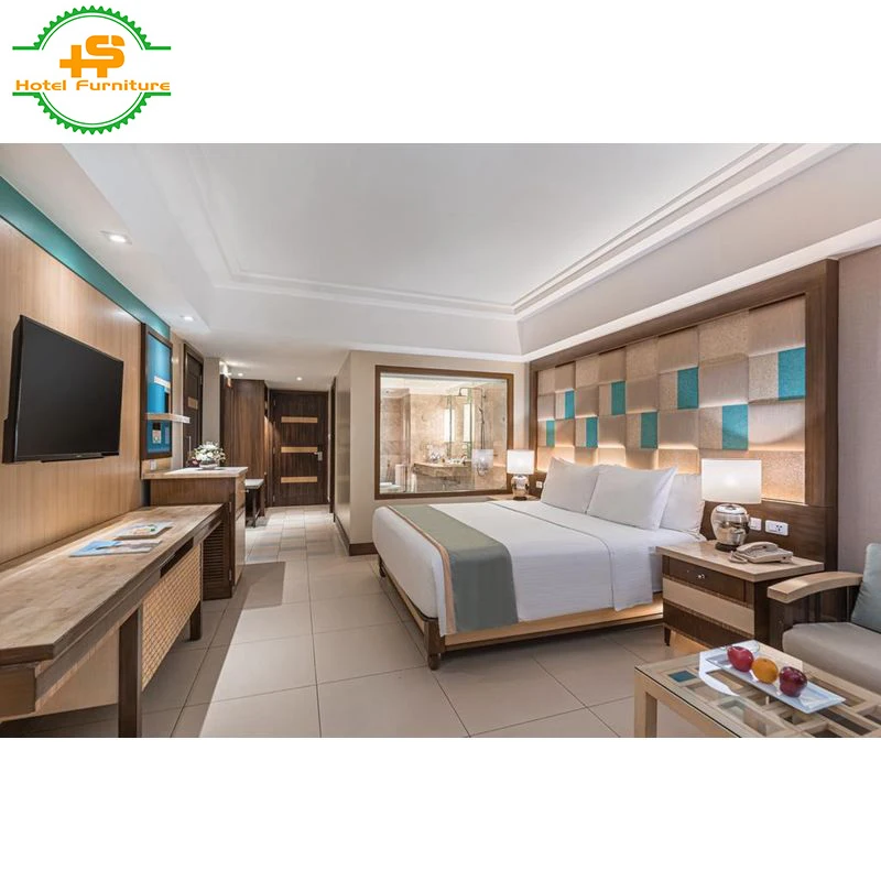 HS-N186 Modern design European style wooden international project single bed frame hotel room furniture set