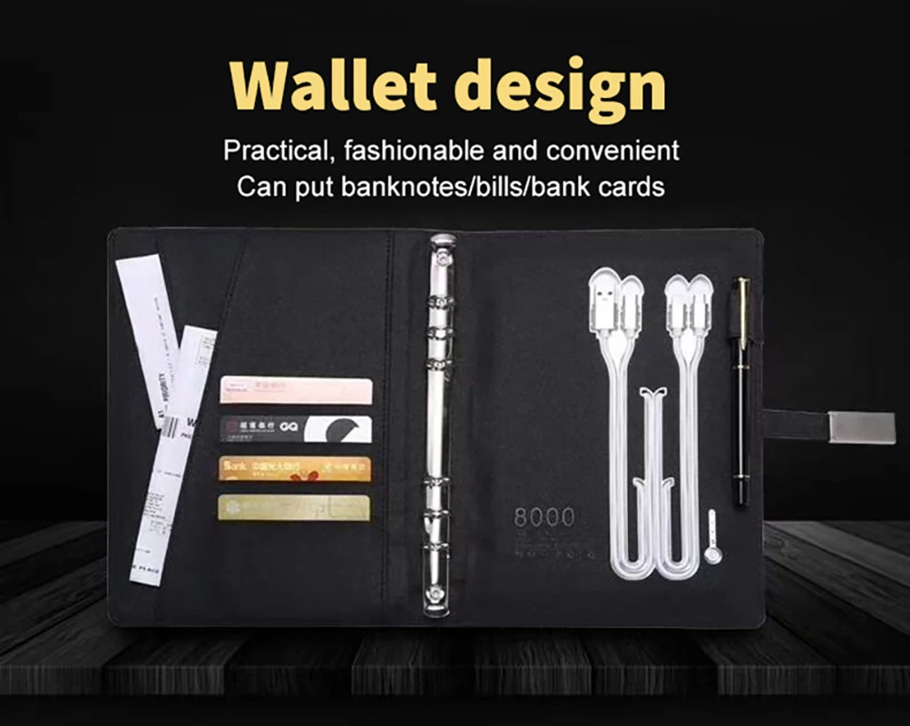 Lork Custom Led Light Logo Notebook Wireless Charger Diary with USB Flash Drive A5 Agenda Note Book Planner Promotion Spiral