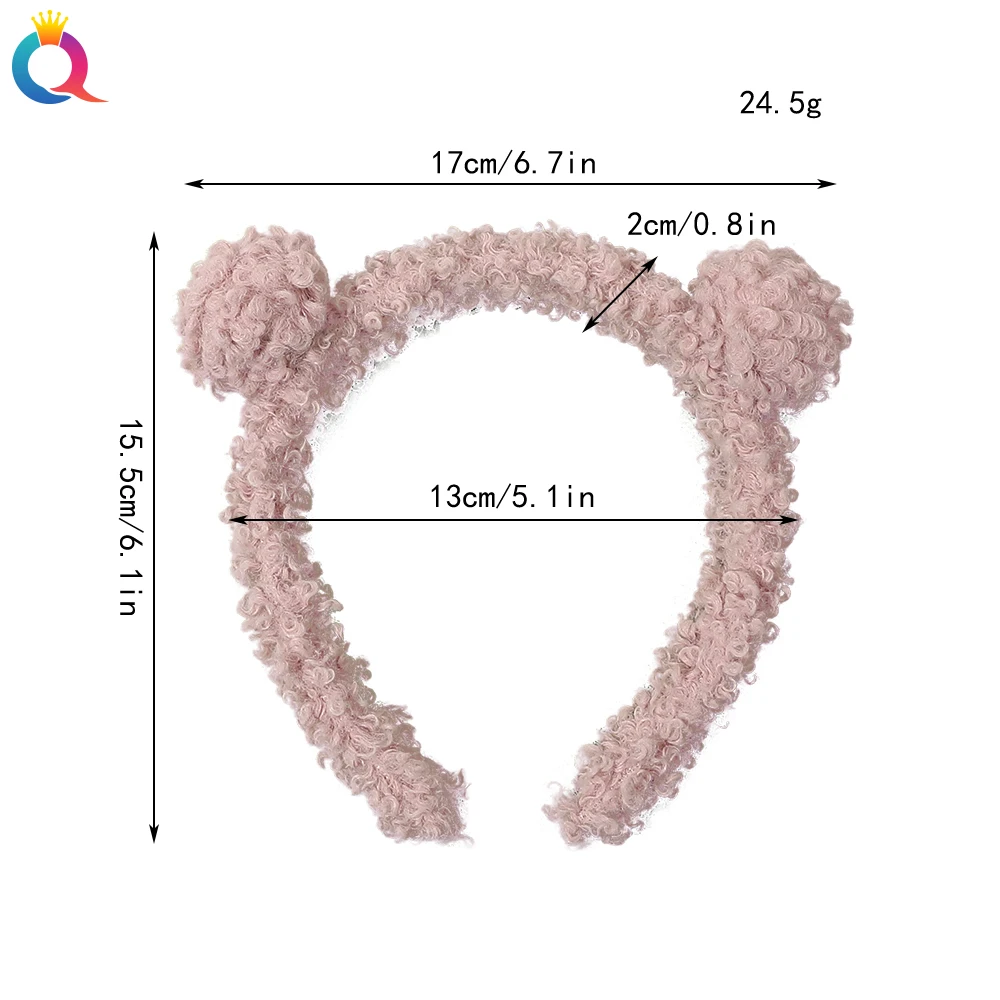 QIYUE New Fashion Plush Teddy Velvet Cute Bear Headband Winter Lamb Simple Hair Accessories Hair Band For Women