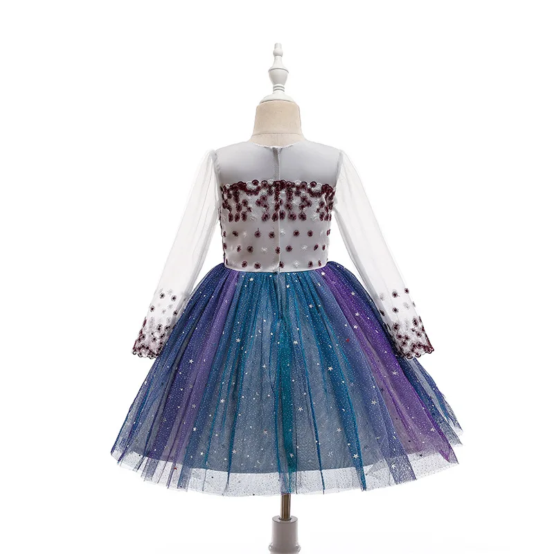 2022 Christmas New Long Sleeve Net Yarn Teen Girl Flower Wedding Dress