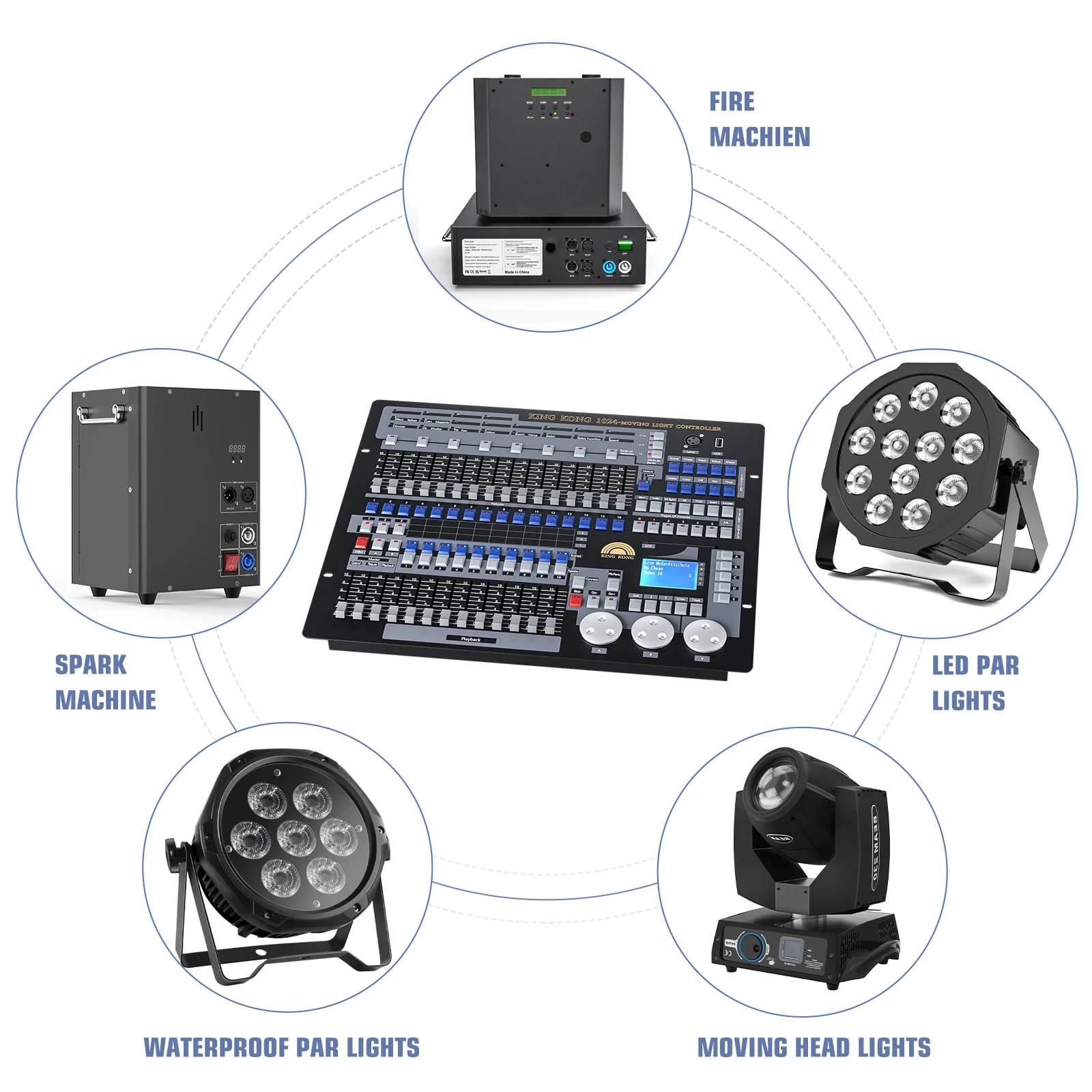 Dmx 1024 Stage Lighting Control Factory Stage Lights Console Lcd Display Mixer KING KONG 1024 Dmx Controller