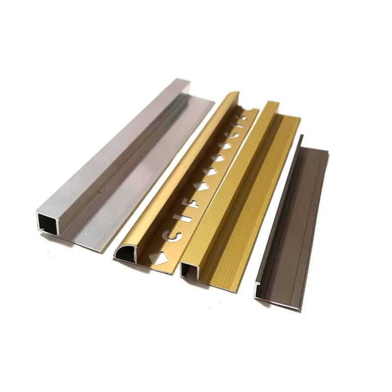 Aluminum Alloy Edging Edge Tile Strip Trims Bright Gold Surface Cant Transition Square Skirting Board