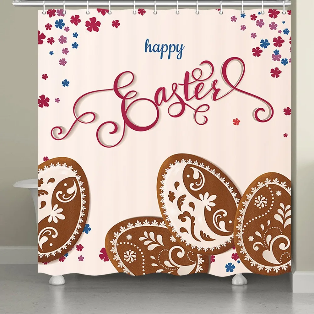 Colorful Home Bathtubs Bathroom Curtain Decoration Set Washable Durable Polyester Fabric Easter Eggs Shower Curtains