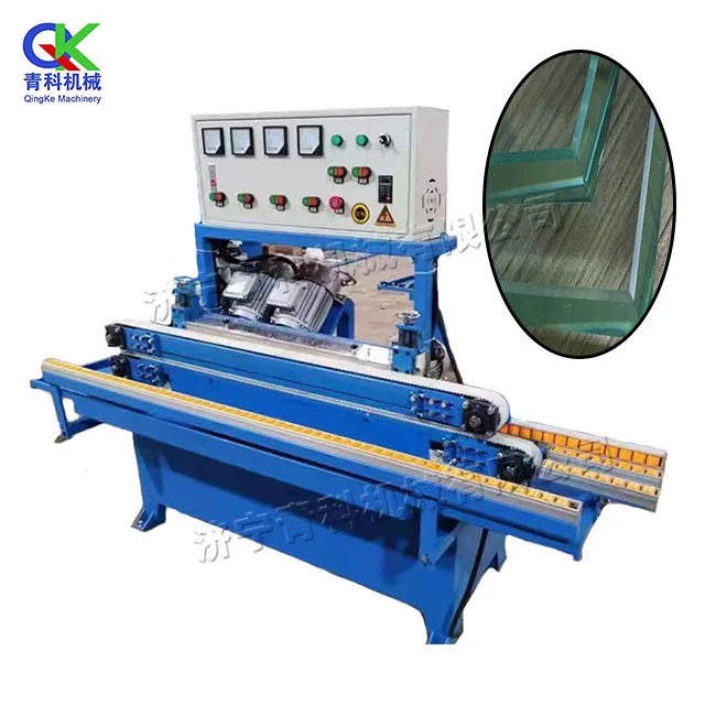 45° table top round edge processing equipment  PLC computer control glass chipping equipment